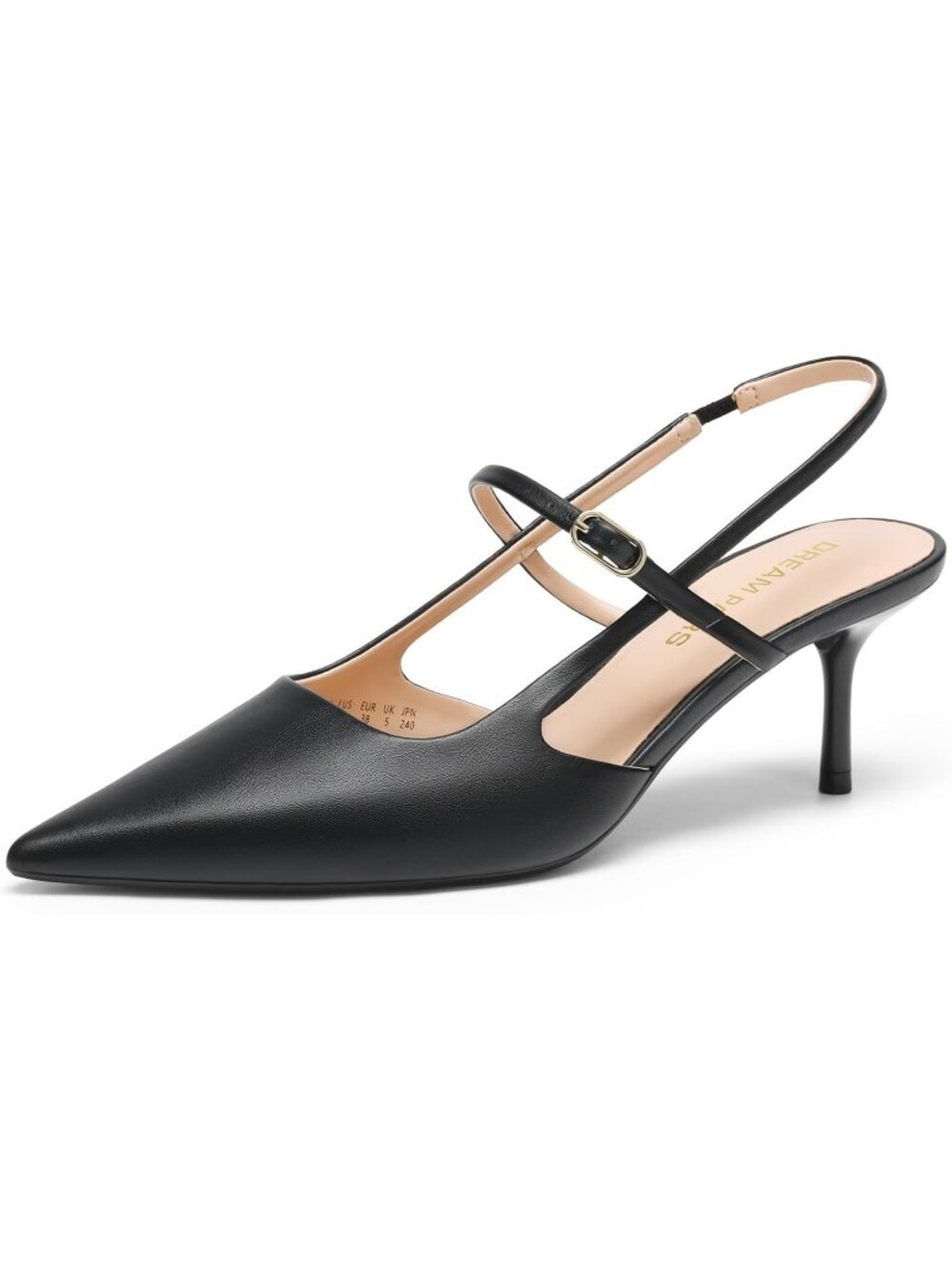 DREAM PAIRS Women's Black-pu Slingback Kitten Heels Pumps 2.36-Inch Closed Toe
